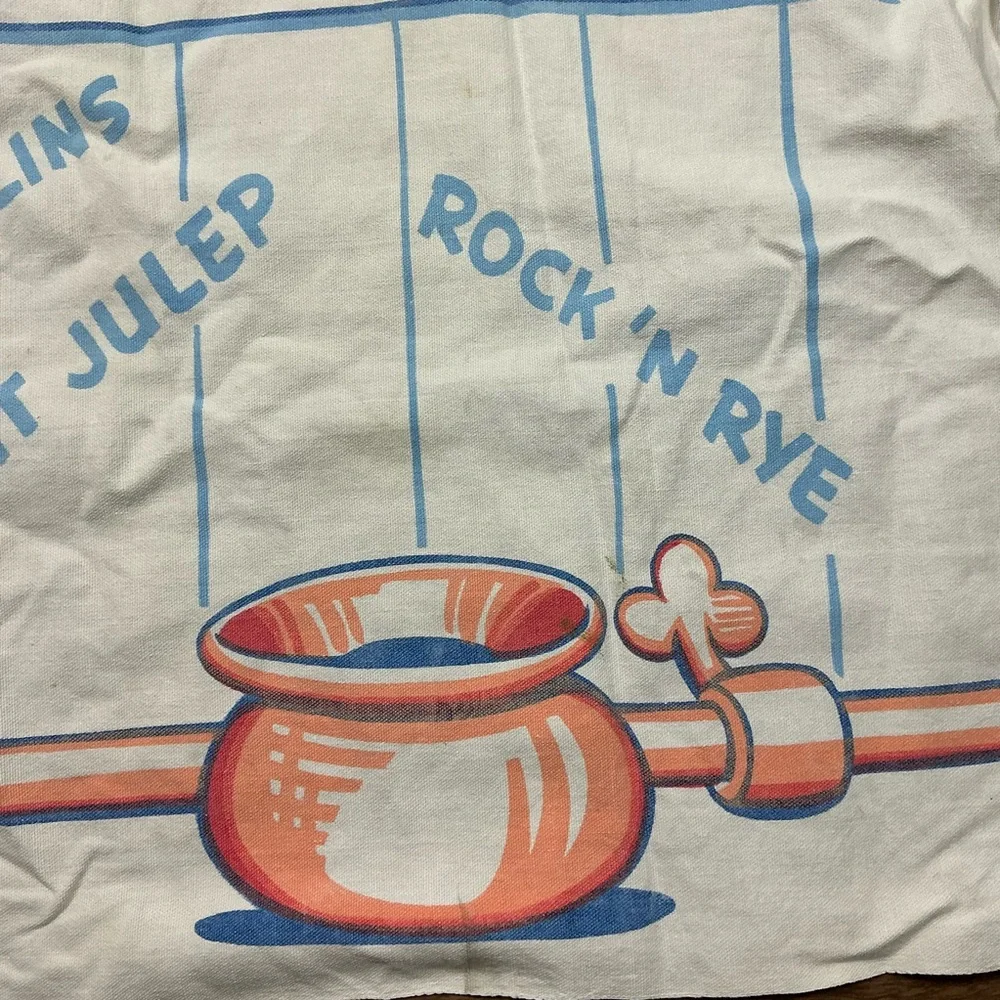 Vintage 1950s Bartender Novelty Cotton Apron “Name Yer Pizen Gents” 36